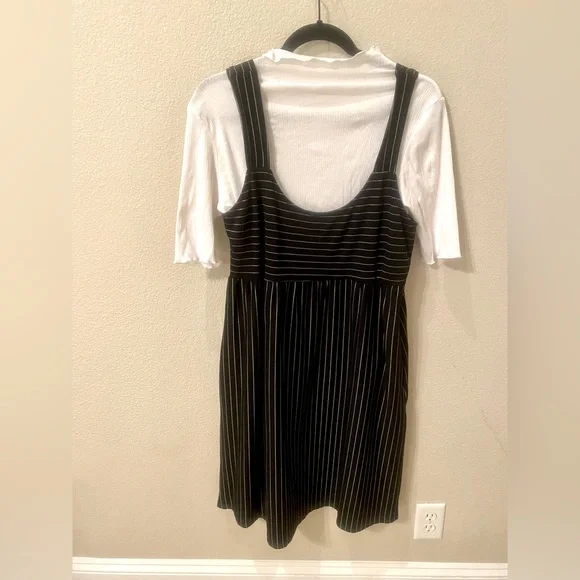 Adorable Knee Length Jumper Dress. White Shirt Separate But Sold As Set. Size S | Color: Black/White | Size: S | Jodidmor's Closet